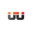 © ariefpro - Initial letter UU, straight linked line bold logo, gradient fire red black colors