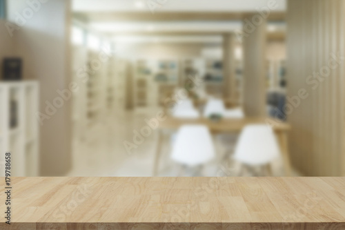 Empty Wooden Table Top With View Of Office Or Desk Empty Wooden Table Top With View Of Office Or Desk Library Room Blur