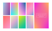 Screen Gradient Set With Modern Abstract Backgrounds. Colorful Fluid Covers For Calendar, Brochure, Invitation, Cards. Trendy Soft Color. Template With Screen Gradient Set For Screens And Mobile App