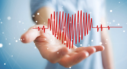 Aufkleber - Businessman touching and holding heart beat sketch