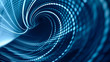 Abstract blue background element on black. Fractal graphics. Three-dimensional composition of glowing lines and mosaic halftone effects. Wide format high resolution image.