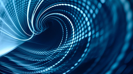 Wall Mural - abstract blue background element on black. fractal graphics. three-dimensional composition of glowin