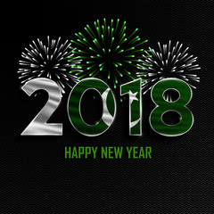 Poster - Happy New Year and Merry Christmas. 2018 New Year background with national flag of Pakistan and fireworks. Vector illustration.