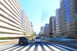 Fototapeta  - Car driving fast in Tokyo
