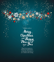 Fotobehang - blue christmas holiday card