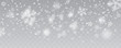 Vector heavy snowfall, snowflakes in different shapes and forms. Many white cold flake elements on transparent background. White snowflakes flying in the air. Snow flakes, snow background.