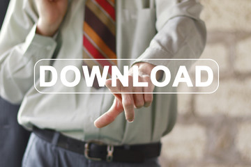 Poster - Businessman pushing button download