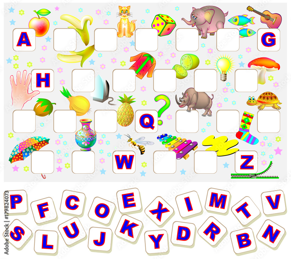 Worksheet for children with exercise for study English alphabet. Find ...