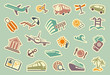 Travel icons on stickers