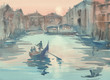 Venice sketch in the morning mist watercolor