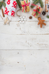 christmas decoration on wooden background
