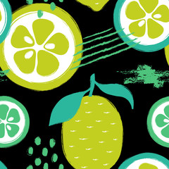 Wall Mural - Brush Grunge Lemon Seamless Pattern.