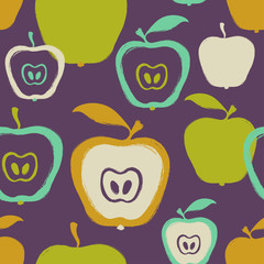 Wall Mural - Brush Grunge Apple Seamless Pattern.