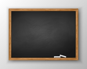 Blackboard with wooden frame, dirty chalkboard