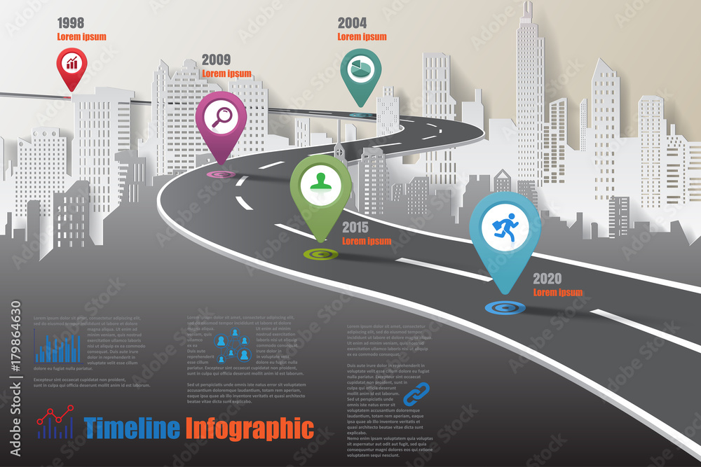 Business road map timeline infographic city designed for abstract ...
