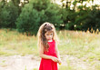 © katya_naumova - Portrait of cute sad little girl looking worried  at summer day