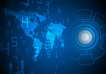 digital technology illustration, abstract circle and number on dark background some Elements of this image furnished by NASA