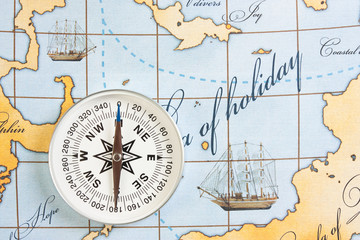  compass on map