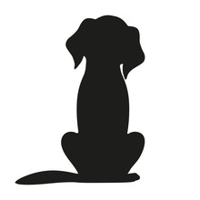 Silhouette Of Dog On White Background