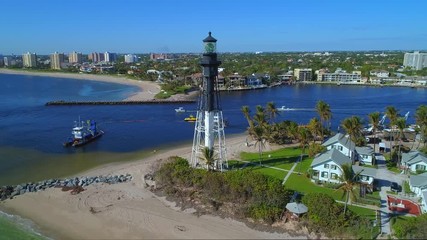 Wall Mural - Aerial orbit shot Lighthouse Pompano Beach FL 4k 60p