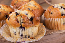 Closeup Of Blueberry Muffins