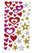 Heart, love and star stickers on a white background