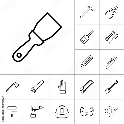 Cuadros en Lienzo line putty knife icon on white background, construction set
