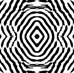 Wall Mural - Radial waves with interference patterns, Black and white optical illusion style vector design