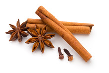 Cloves, Anise And Cinnamon Isolated On White Background.