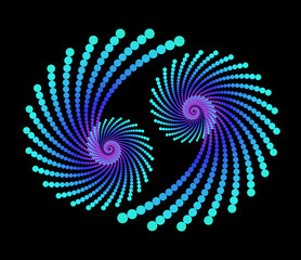 Wall Mural - vector computer generated dotted helix yin yang fractals - generative art
