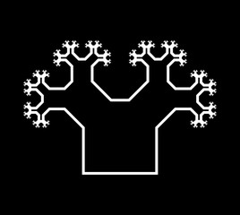 Wall Mural - flat vector computer generated l-system branching fractal - pythagorean tree - generative art