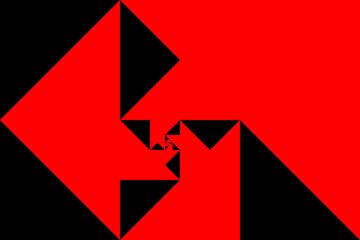 Wall Mural - triangle red and white fibonacci spiral - vector op art