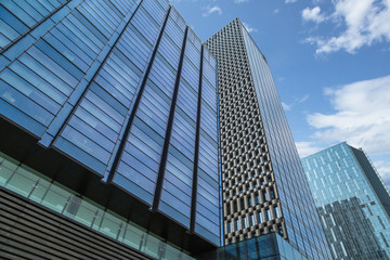 Wall Mural - low angle view of skyscrapers in city of China..