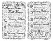 Open diary with hand written lunar magic spells on white. Vintage background with moon phases and hand writing text on old pages