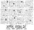 Set of Summer illustration Hand drawn doodle Sketch line vector eps10