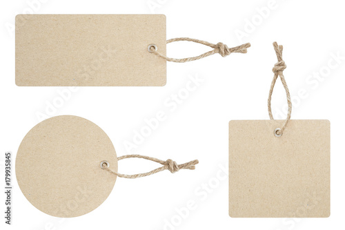Cuadros en Lienzo Blank tag tied for hang on product for show price or discount isolate on white b