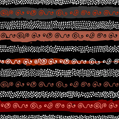 Aufkleber - Ethnic boho seamless pattern in african style on black background. Tribal art print. Irregular polka dots pattern.