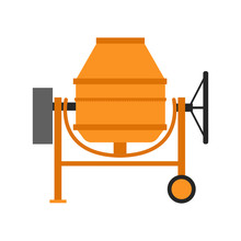 Isolated Concrete Mixer Icon In A Flat Style.