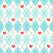 Cute retro seamless argyle background with hearts