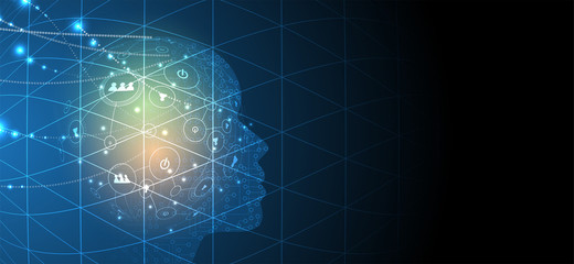 Artificial intelligence. Technology web background. Virtual concept