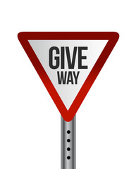 Give way street sign concept illustration design