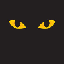 Yellow Cat Eyes Icon On Black Background