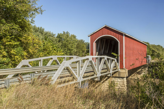 wolf covered bridge - crossing the spoon river in knox county, ilinois