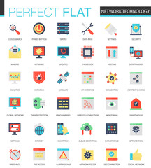 Aufkleber - Vector set of flat Network technology icons.