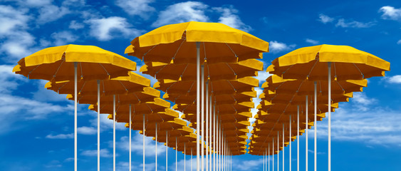  Yellow beach umbrellas
