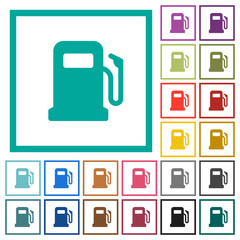 Wall Mural - Gas station flat color icons with quadrant frames