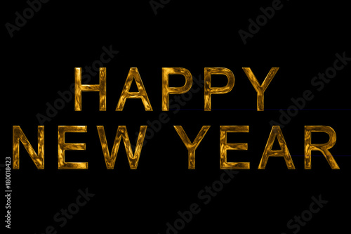 Poster vintage yellow gold metallic happy new year 2018, 2019, 2020, 2021, 2022 word te