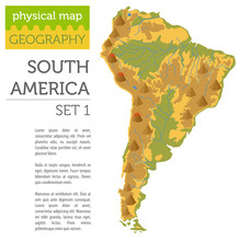 South America Physical Map Elements. Build Your Own Geography Info Graphic Collection