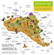 Isometric 3d South America flora and fauna map elements. Animals, birds and sea life. Build your own geography infographics collection