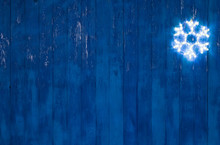 Blue Wooden Wall, Christmas, Snowflake